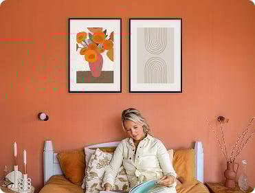 Two flexframes side by side above the couch